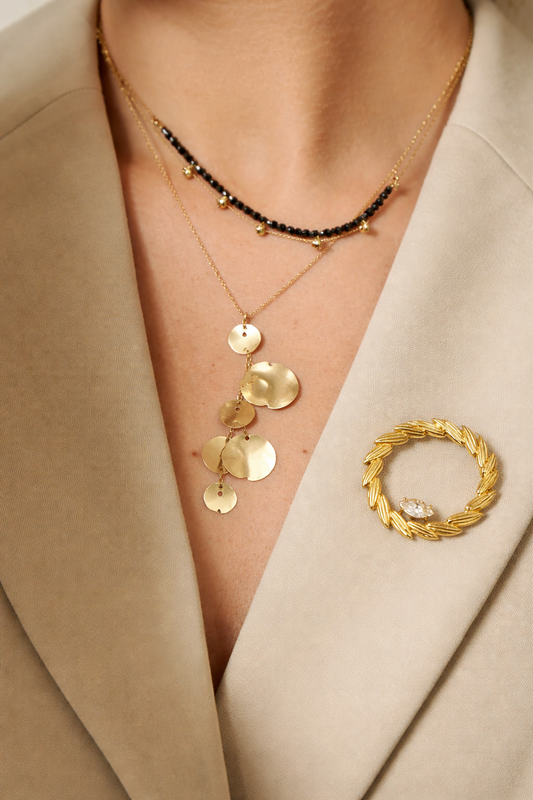 Gouden Krans Broche – Elegant Design met Steen - Stainless Steel | Twinolo