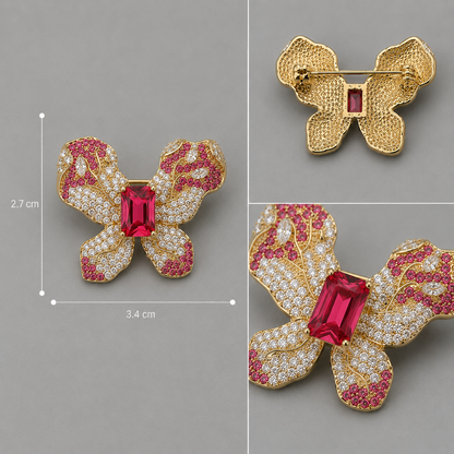 Luxury Butterfly Brooch with Zirconia – 14K Gold Plated | Twinolo