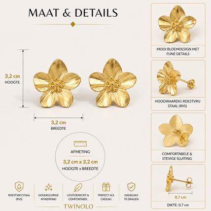 Gold-colored Flower Earrings for Women – Stainless Steel | TWINOLO
