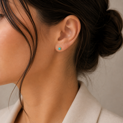 Stud Earrings with Blue Stones – Colorful Accent | Twinolo