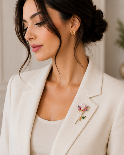 Luxury Floral Brooch with Freshwater Pearl – 18K Gold Plated | Twinolo