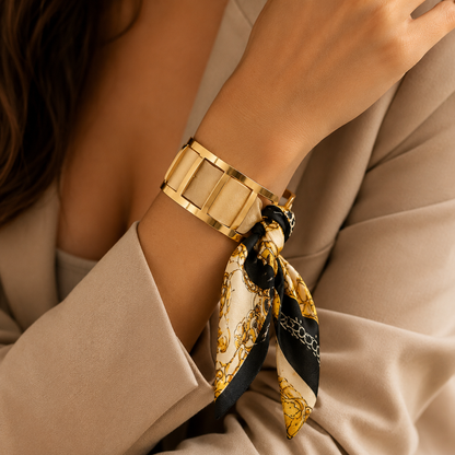 Goudkleurige Cuff Armband met Sjaal – RVS | TWINOLO