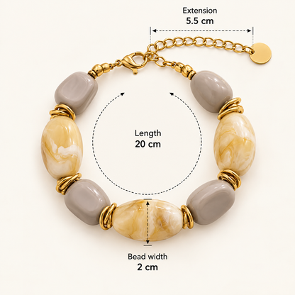 Marmerlook Kralenarmband met Grote Kralen | TWINOLO