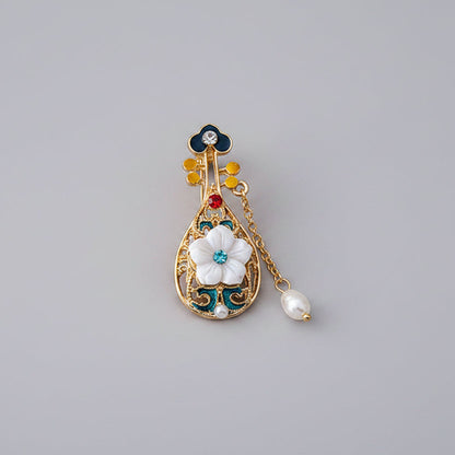 🌼 Bloemenbroche met Parel en Kleurrijke Details – Elegante Broche | Twinolo