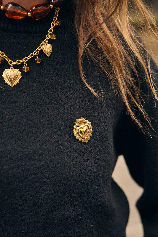 Gouden Hart Broche – Roestvrij Staal – Vintage Stijl Design | Twinolo